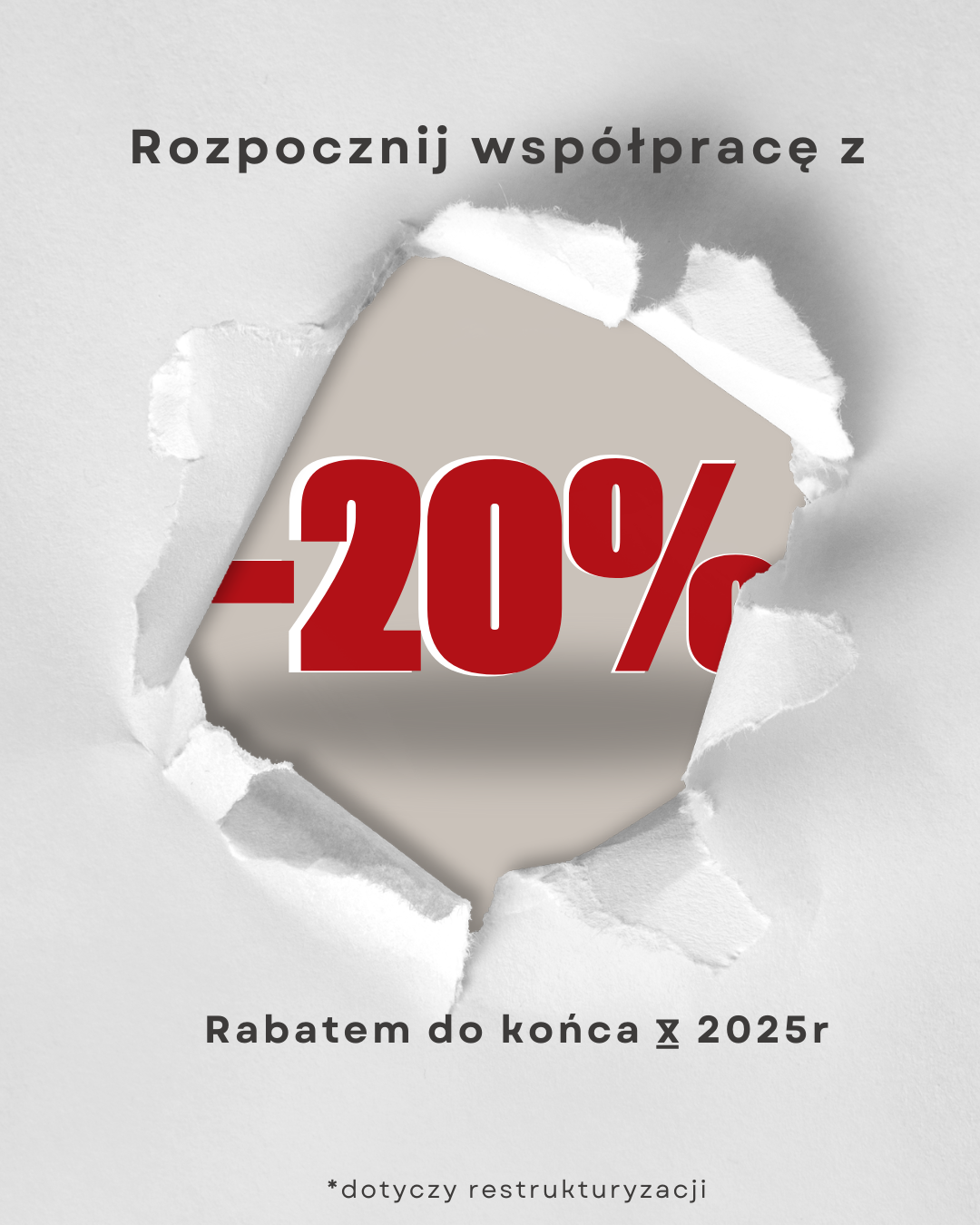 Rozpocznij współpracę do końca X 2025 z 20% rabatem.